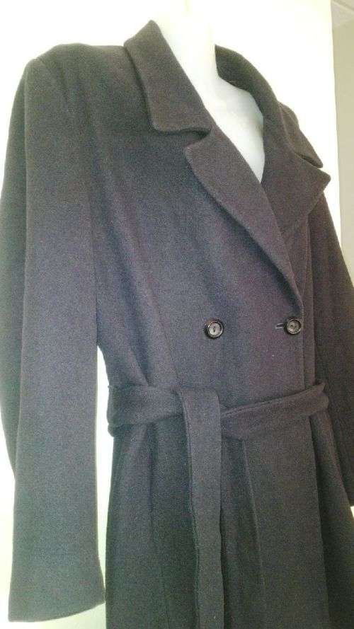 Ladies Navy Blue Wool mix Warm Winter Coat with Belt Size 14