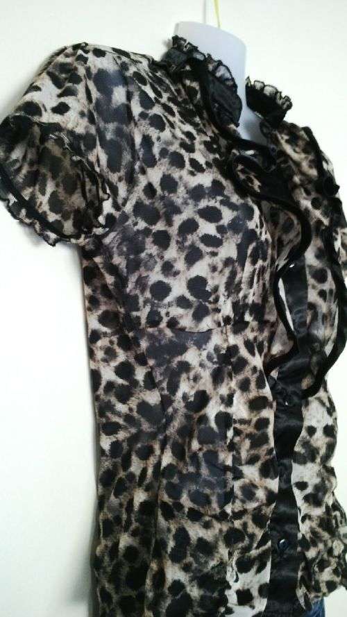 Leopard Print Top With Satin Trim Size Medium