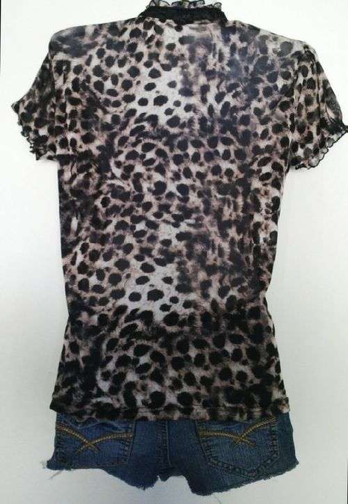 Leopard Print Top With Satin Trim Size Medium