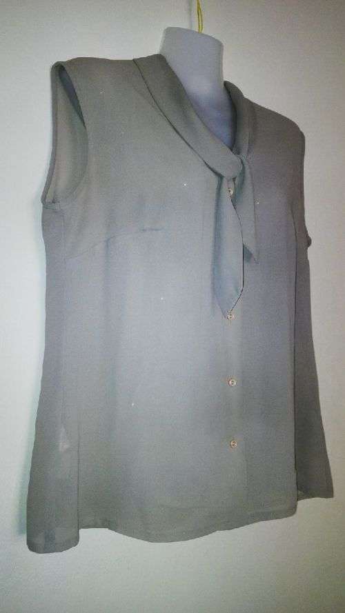 Beige Chiffon Top With Scarfe Detail on neck Size 16