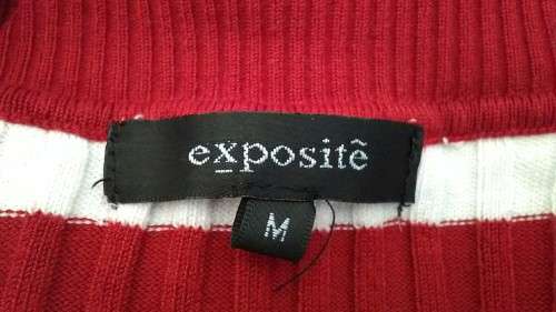 Red and white Skinny Rib V Neck Jersey Size medium