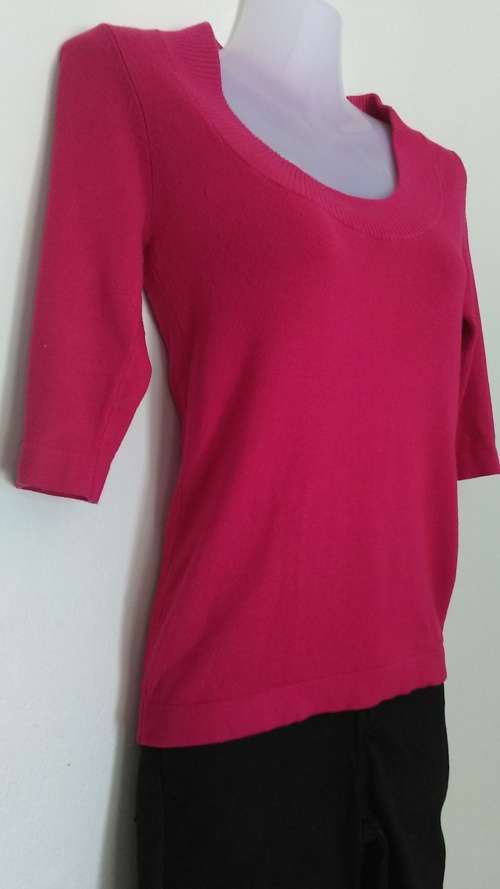 Womens Pink Scooped Neck Fine Knit  Jersey Size 8