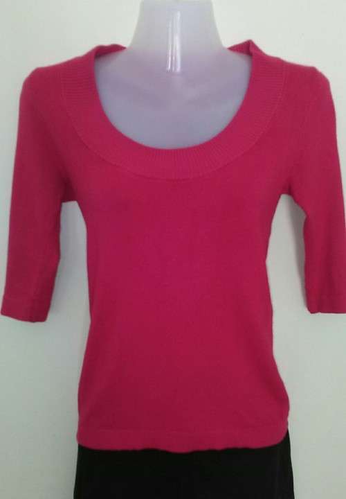 Womens Pink Scooped Neck Fine Knit  Jersey Size 8