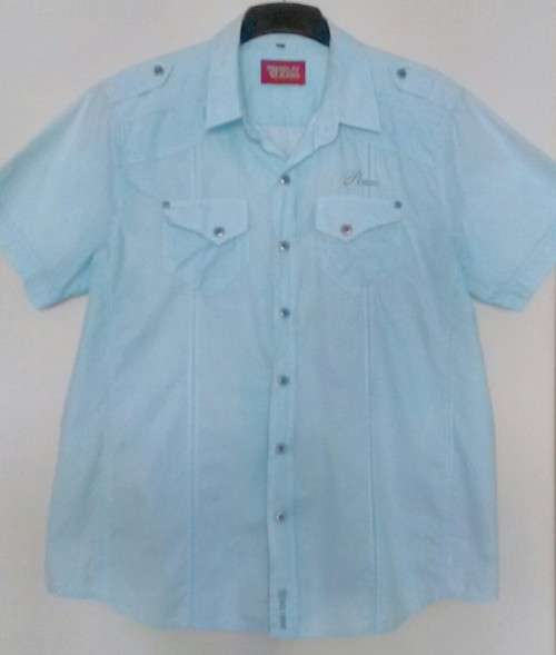 Blue Pinstripe Short Sleeve Shirt by Relay Jeans Size XL