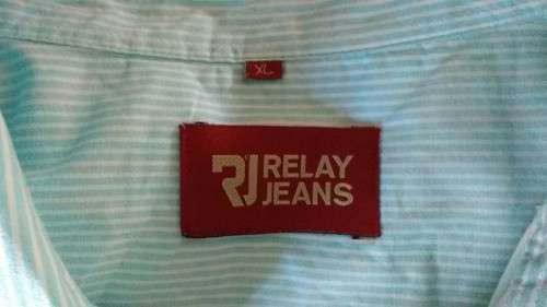 Blue Pinstripe Short Sleeve Shirt by Relay Jeans Size XL