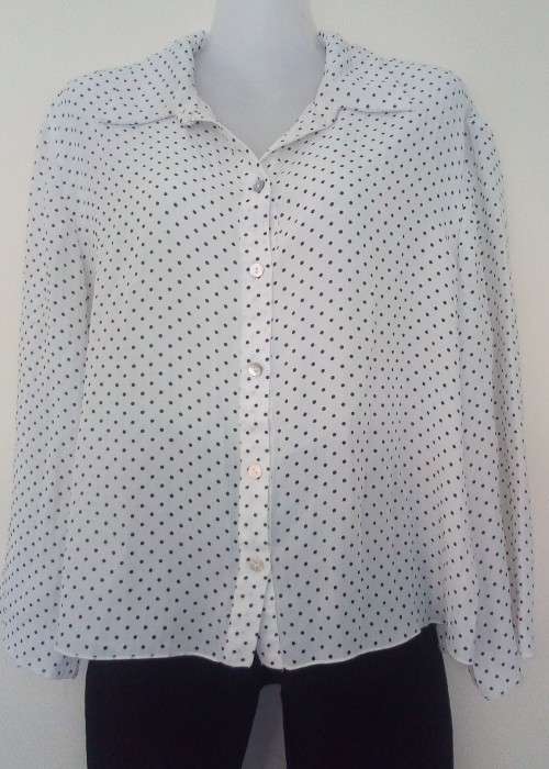 White Polkadot Shirt by Kelso Smart, Office, Career Wear, Size Medium