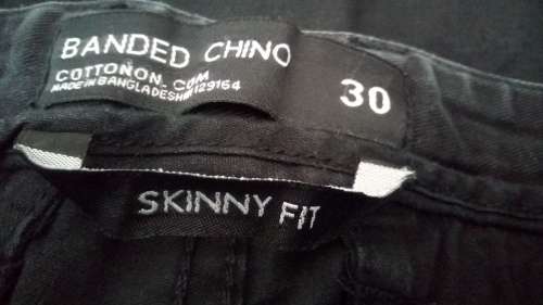 Mens Black Banded Chinos by Cotton On size 30