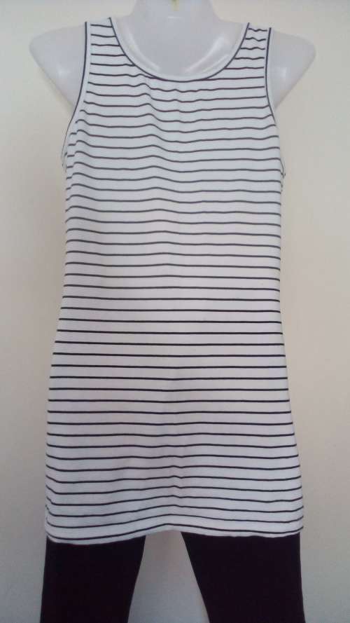 Black and White Longer Length Vest Top Size Small