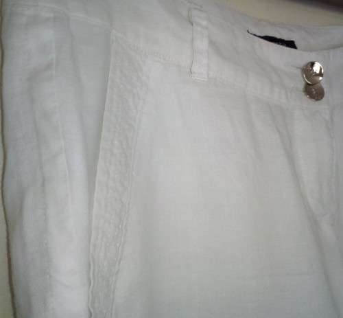 White Straight Leg Linen Trousers Size 14