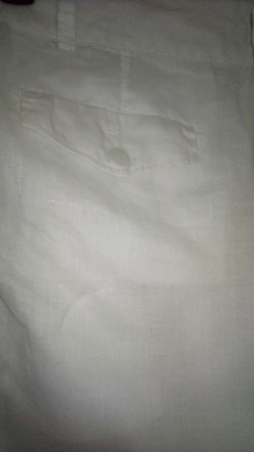 White Straight Leg Linen Trousers Size 14