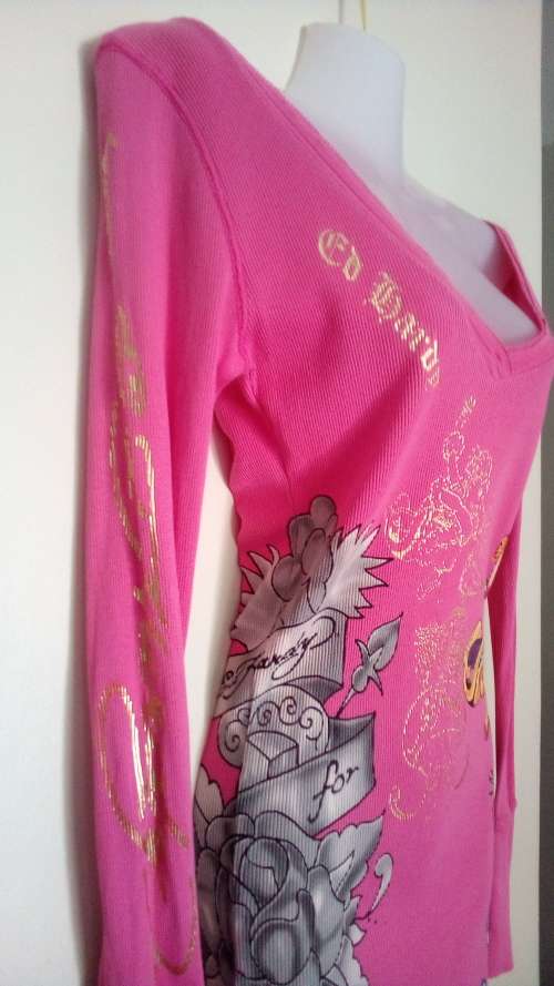 Pink Mini T Shirt Dress by Ed Hardy Christian Audigier Size Small