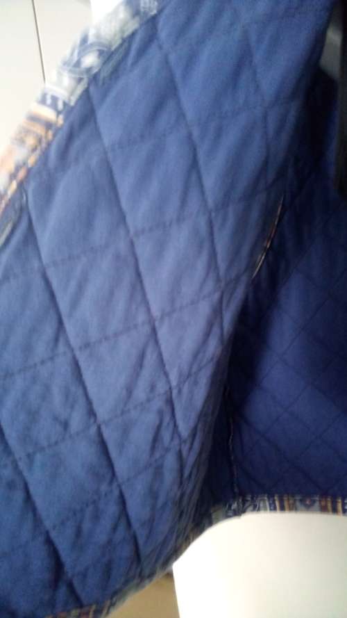 Blue Warm Quilted Waistcoat made in Italy Size Large Boho, Hippy