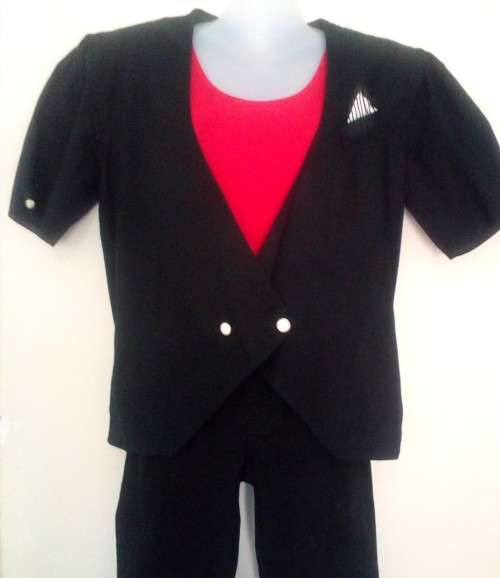 Bargain Classic Black and White Striped Dress with Black Jacket Size 12