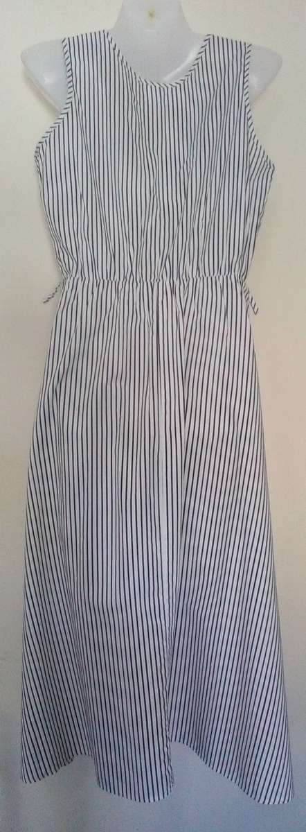 Bargain Classic Black and White Striped Dress with Black Jacket Size 12