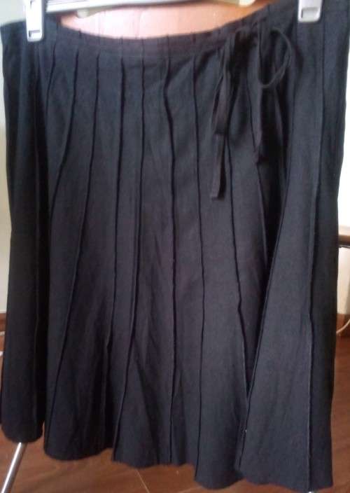 Black Linen Mix Panelled Flared Skirt Size 16