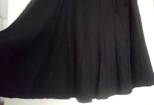 Black Linen Mix Panelled Flared Skirt Size 16