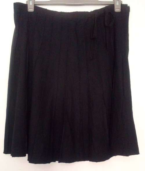 Black Linen Mix Panelled Flared Skirt Size 16