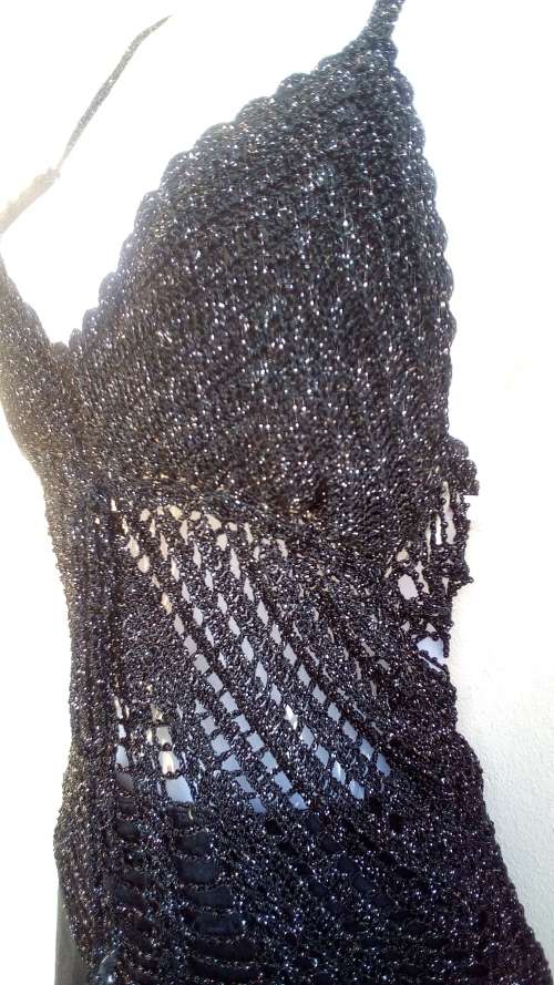 Black and Gold Crochet Camisole Top Size Medium