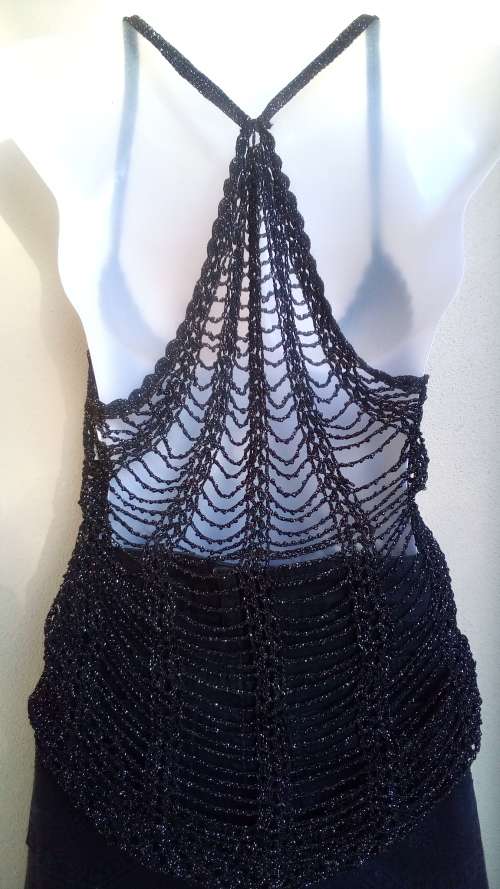 Black and Gold Crochet Camisole Top Size Medium