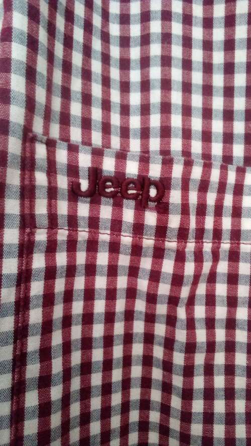 Mens Checked Short Sleeved Shirt. Burgundy grey and white by Jeep 3 XL