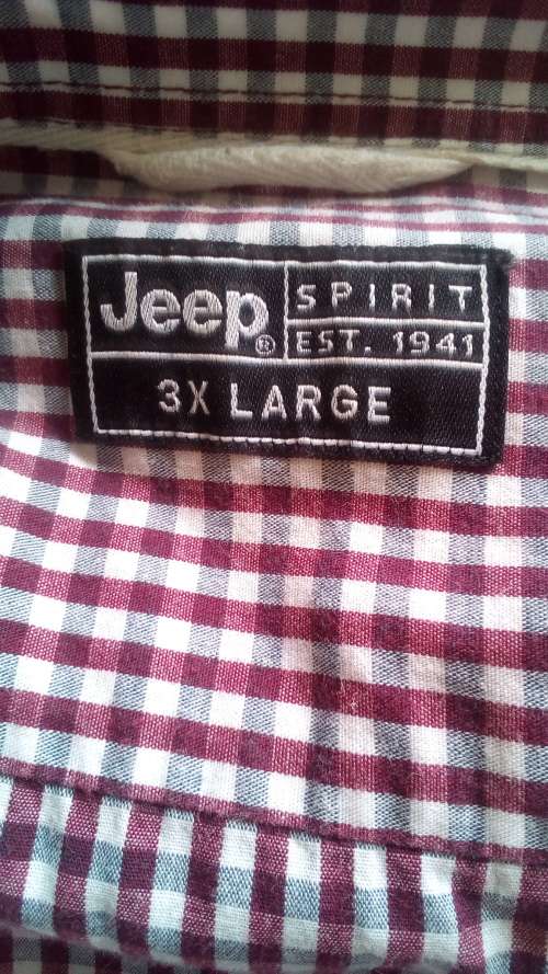 Mens Checked Short Sleeved Shirt. Burgundy grey and white by Jeep 3 XL