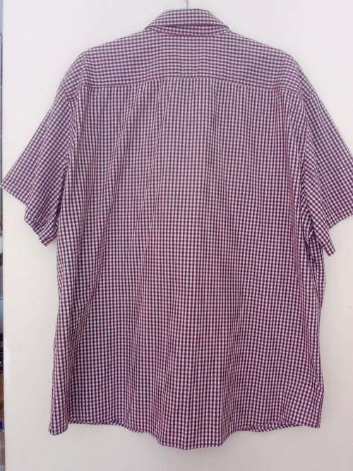Mens Checked Short Sleeved Shirt. Burgundy grey and white by Jeep 3 XL