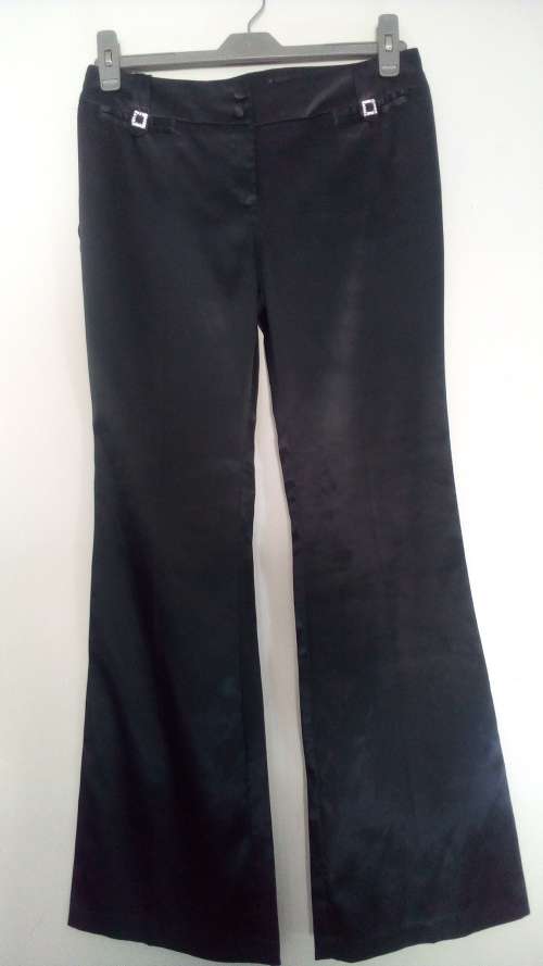 Womens Gorgeous Black Satin  Lowrise Flared Pants Size 34