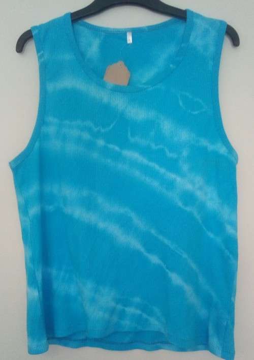 Mens Turquoise Tie Dye Ribbed Vest. Size Large Beach, Surfer, Summer