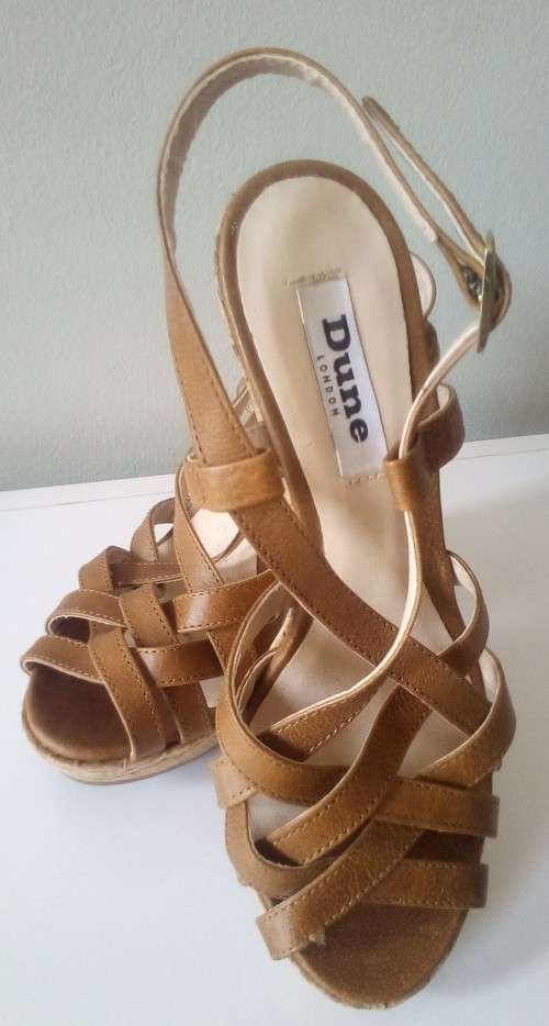 Leather Strappy Wedge Sandals By Dune Size 5