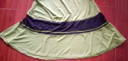 Full length flared skirt in green and brown by Urban Beauty Size Small Boho, Hippy style