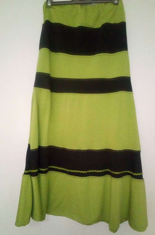 Full length flared skirt in green and brown by Urban Beauty Size Small Boho, Hippy style