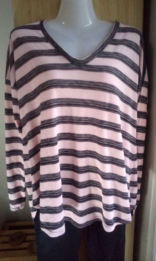 Pink and Black Long Sleeve  V Neck T shirt by Woolworths Studion Size 14