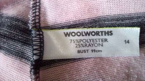 Pink and Black Long Sleeve  V Neck T shirt by Woolworths Studion Size 14