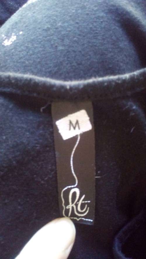 Black Vest Top With Gold Print by RT Size 10