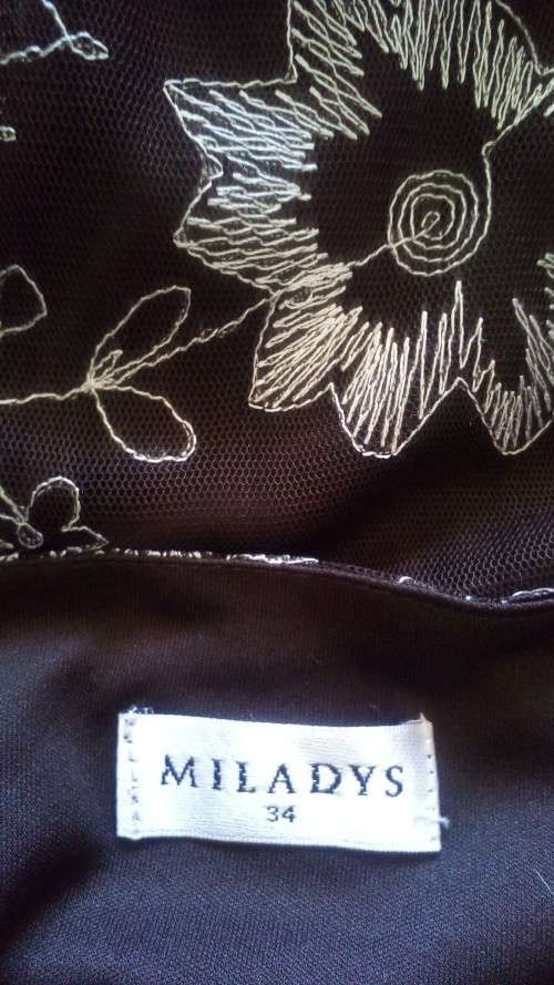 Lovely, Brown and White flowered dress by Milady Size M