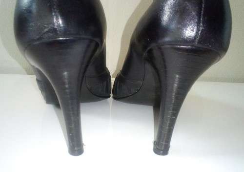 Black Leather Court Shoes by Woolworths Size 4
