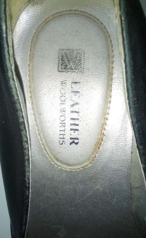 Black Leather Court Shoes by Woolworths Size 4