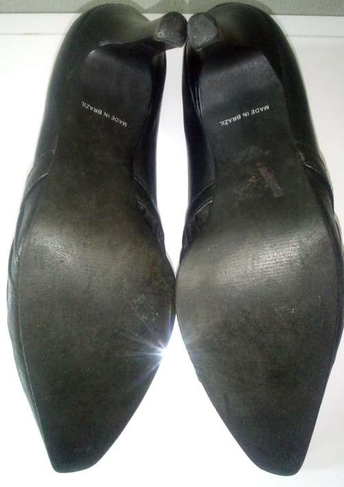 Black Leather Court Shoes by Woolworths Size 4