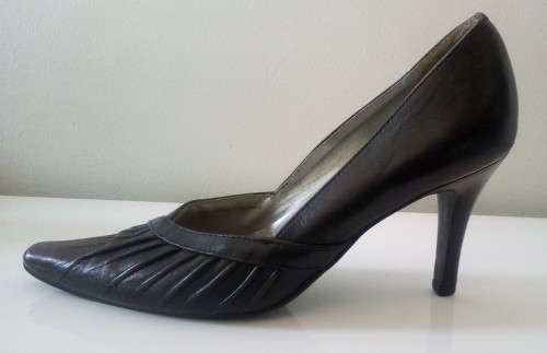 Black Leather Court Shoes by Woolworths Size 4