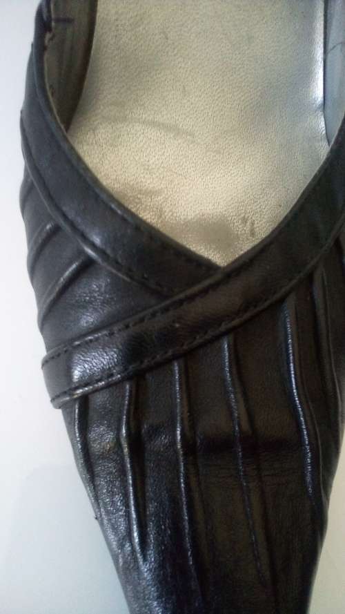 Black Leather Court Shoes by Woolworths Size 4
