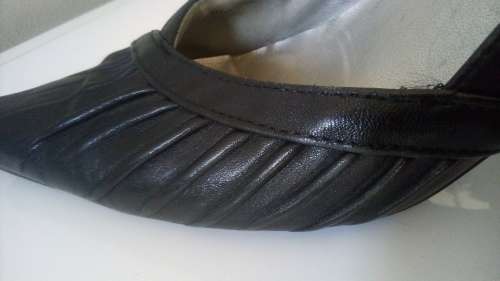 Black Leather Court Shoes by Woolworths Size 4