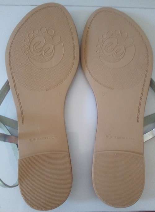 Thong, Ankle Strap Sandals with Silver Straps Size 8