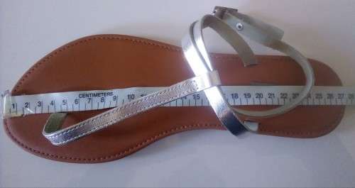 Thong, Ankle Strap Sandals with Silver Straps Size 8