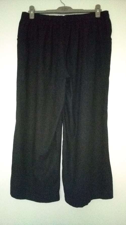 Palazzo Pants, Dark Blue-Black Linen Look Size XL