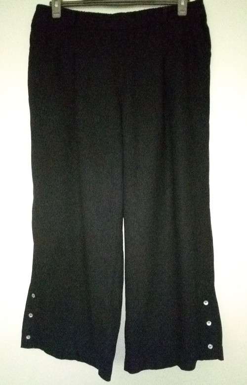 Palazzo Pants, Dark Blue-Black Linen Look Size XL