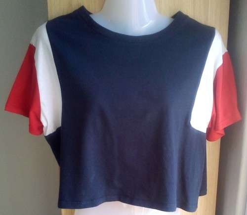 Cropped T shirt, Red White and Blue,  By H and M Size Small