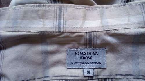 Mens Beige Checked Short Sleeve Shirt By Jonathan Strong Size Medium