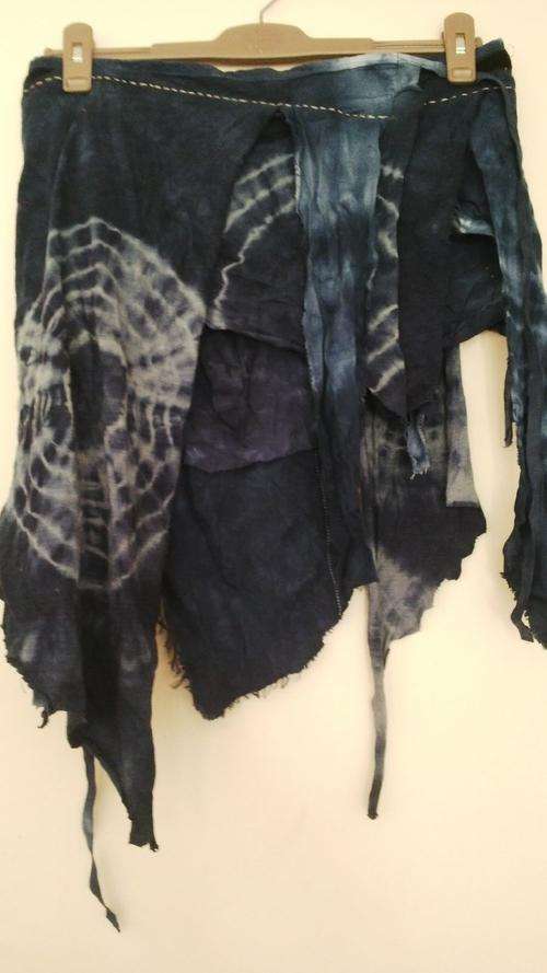 Dark Blue Wrap around Tie Dye Hippy Skirt med Length  By Freedom