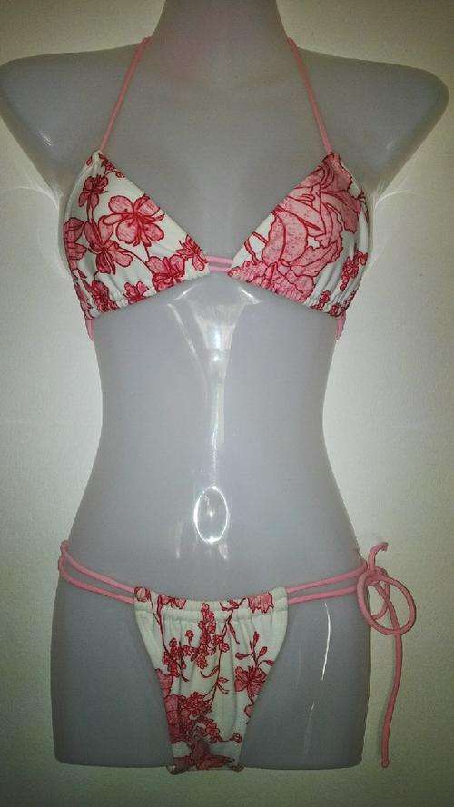 Brazilian Style Pink and White Bikini Size M