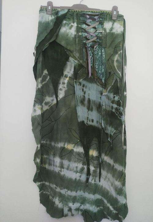 Freedom, Green Tie Dye long skirt wraparound one size,  Hippy, Trans party boho one size
